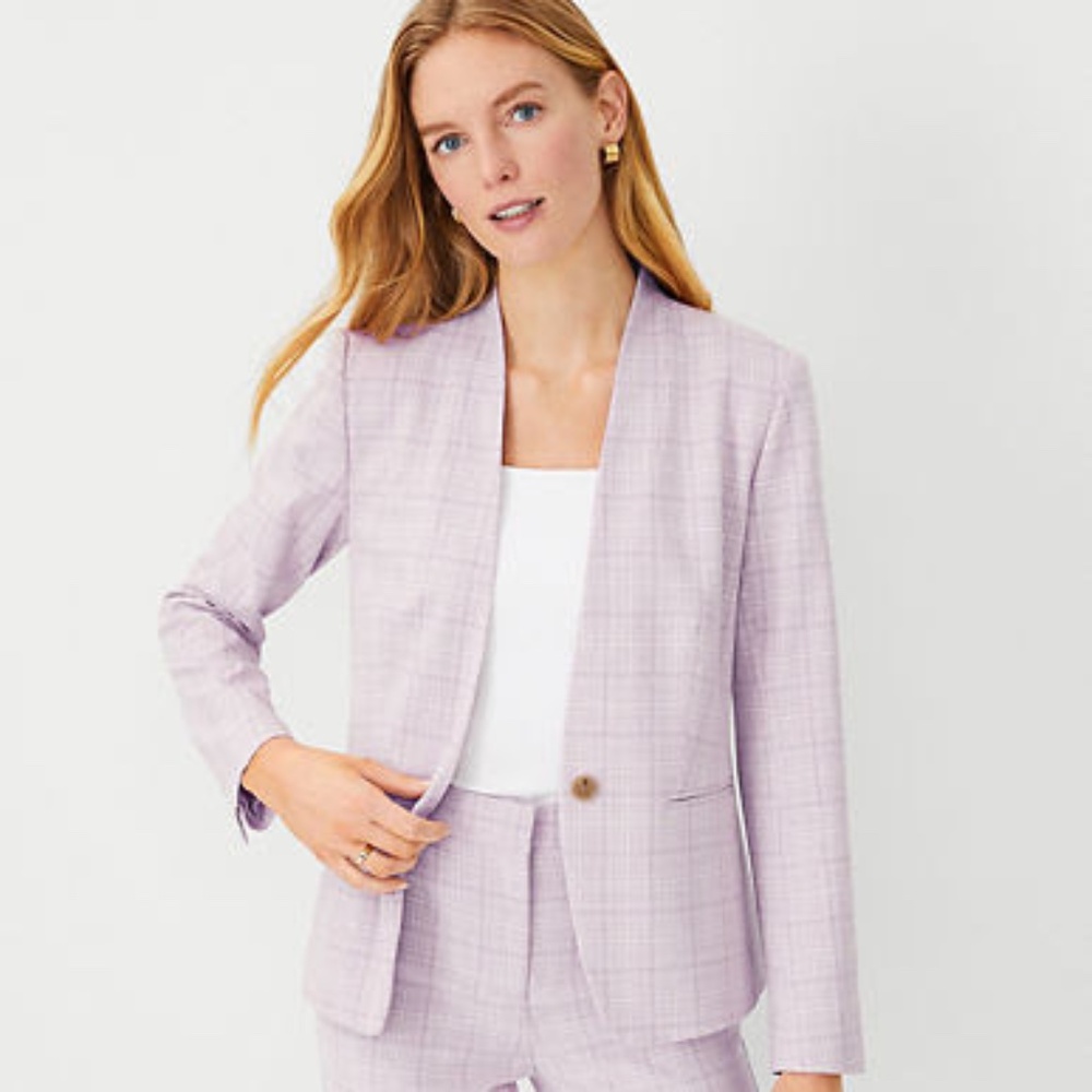 Ann Taylor Petite Cutaway Blazer in Plaid